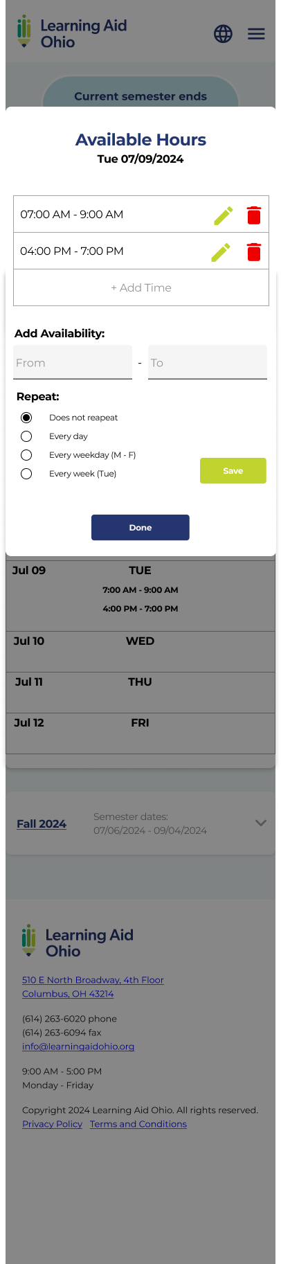 Time entry interface on mobile